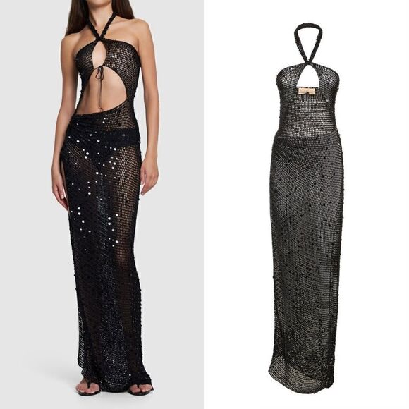 NWT Aya Muse Gyra knit cut out long dress - Picture 3 of 10